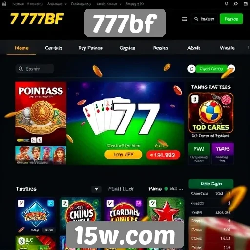 Interface do usuário do site de jogos 777bf